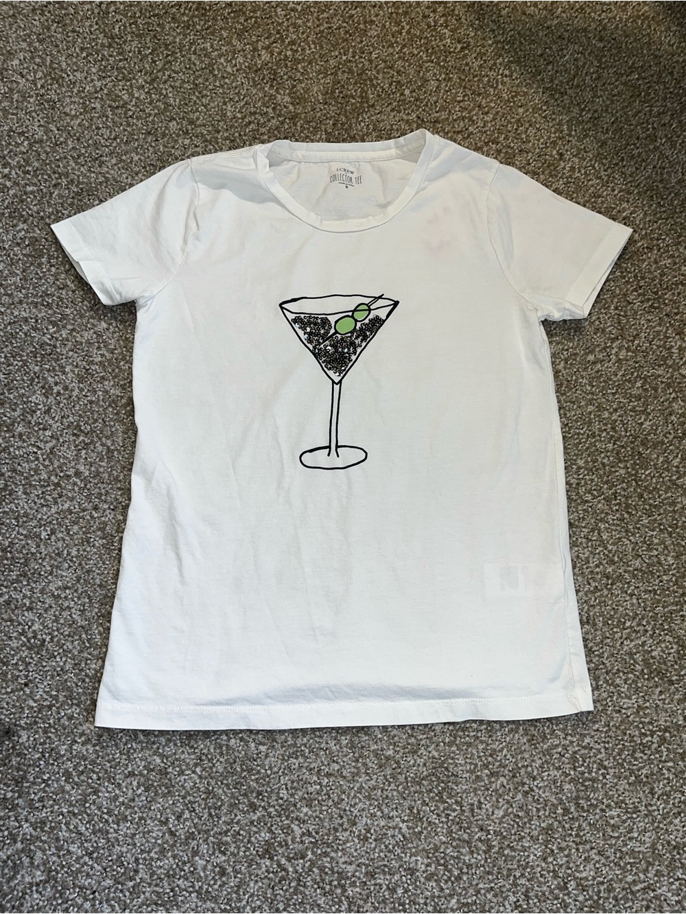 J. Crew - Y2K white martini glass w/sequins t-shirt